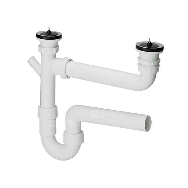Viega Německo Dřezový sifon Viega 7948.5 pro dvoudřez + odbočka - odpad 50 mm