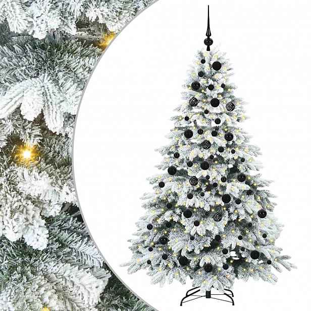 vidaXL Umělý vánoční stromeček s 300 LED diodami Bílá 180 cm PE a PVC