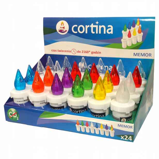 Cortina náplň Do Hřbitovních Svíček Led s bateriemi Memor MIX Barev 24 kusů