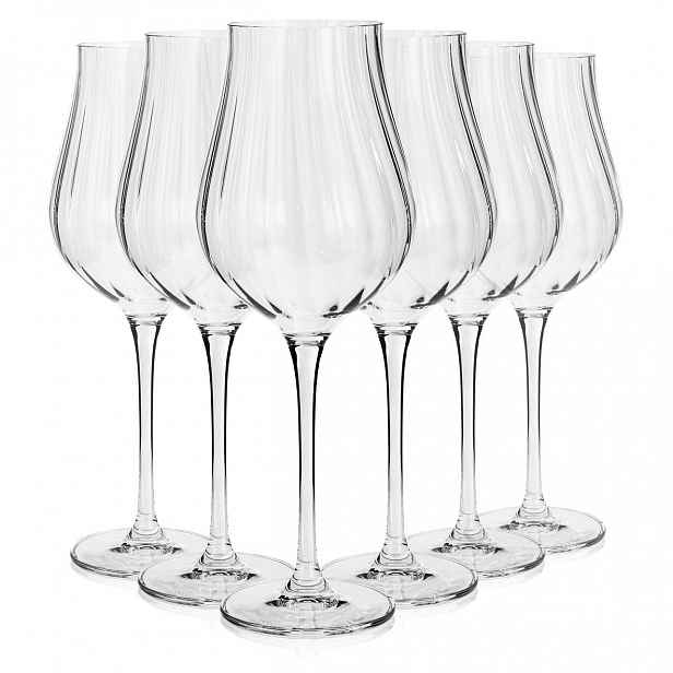 Skleničky ryhované s Optikem Bohemia Limosa Optic na víno 400 ml 6 ks