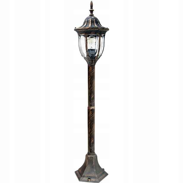 Stojací venkovní zahradní lampa vysoká patina zlatá klasická 98 cm Polux