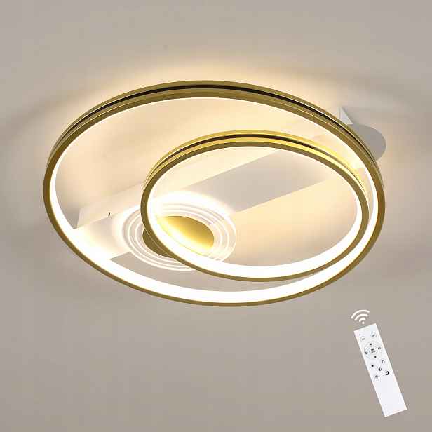 Stropní Led lampa, bílá a zlatá, kulatá, s dálkovým ovládáním, moderní, 46W