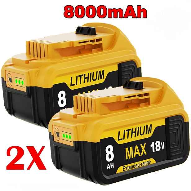 TEMU 2 x 8.0Ah Lithium-iontová náhradní baterie 18V XR kompatibilní s elektrickým nářadím DCB180 DCB200 DCB201