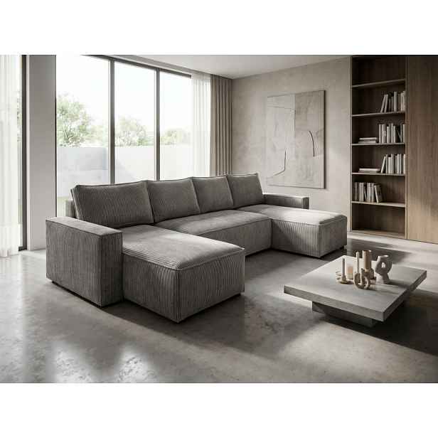 Světle šedá sedací souprava do U SMART COSARO 295x140 cm