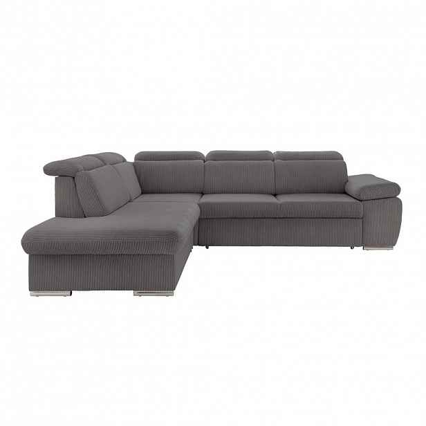 luma-home ROHOVÁ POHOVKA s funkcí rozkládání, úložným prostorem, otomanem vlevo, 283 × 228 × 102 cm (Š×H×V), manšestr tmavě šedý / 17219