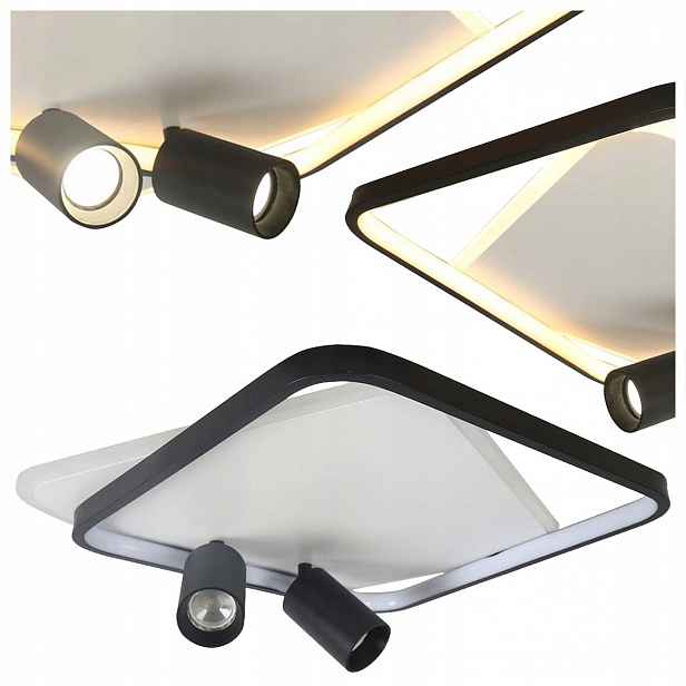 Stropní Svítidlo Stropní Parma 2 Čtvercový Černý 2XGU10 Led Cct Light Prestige