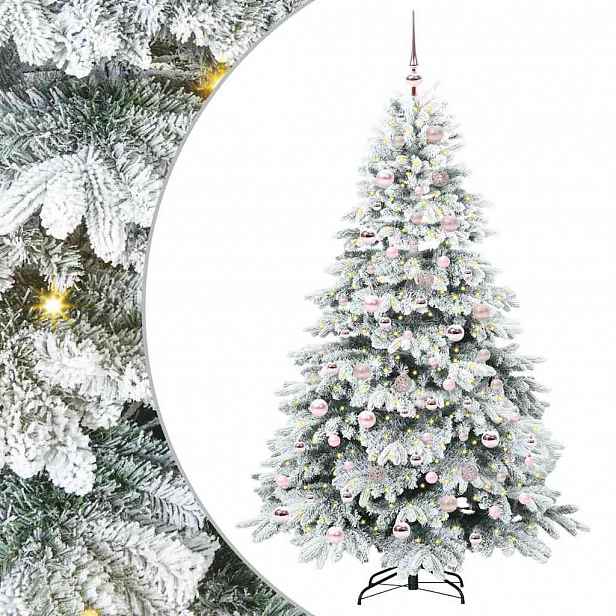 vidaXL Umělý vánoční stromeček s 300 LED diodami Bílá 180 cm PE a PVC