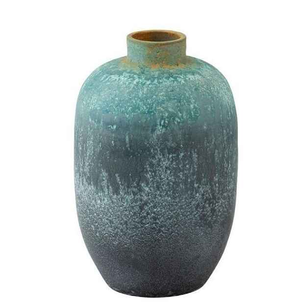 Azurová keramická dekorační váza Vintage - Ø 33*50cm J-Line by Jolipa