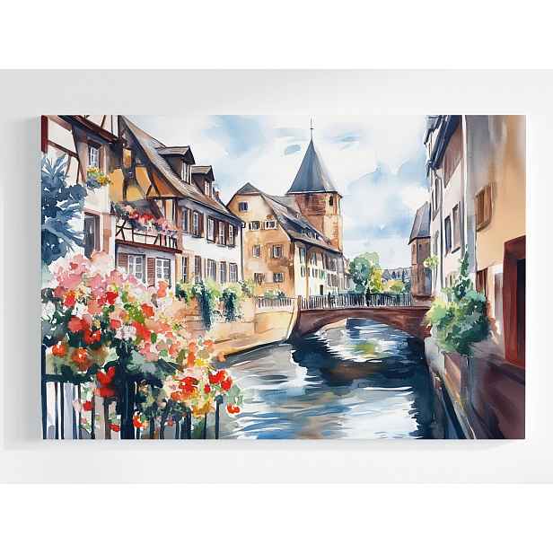Obraz Na Plátně Voda Město Francie Alsasko Colmar Most Léto Jaro 60x40