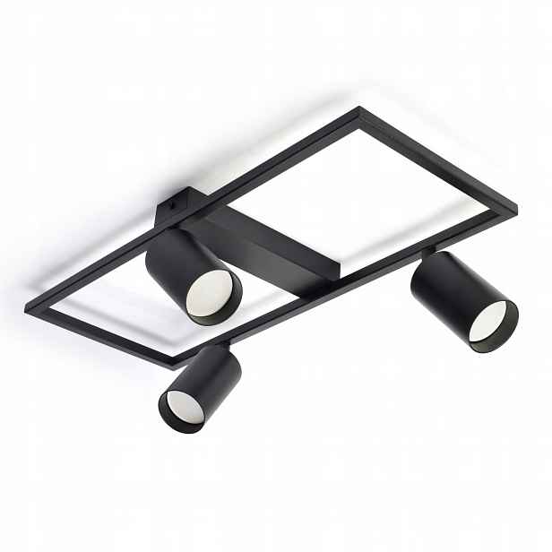 Stropní Svítidlo na omítku 3xGU10 Led Spot Černá Pohyblivý reflektor Rámeček