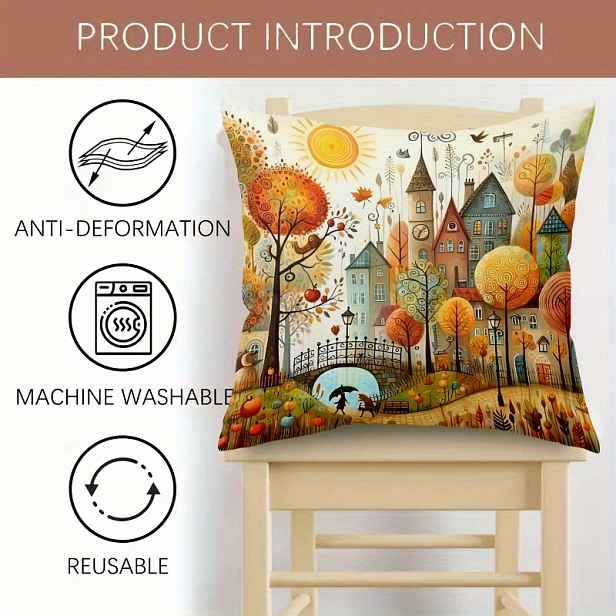 TEMU 1ks, Dekorativní povlak na polštář, Materiál polyester, Na zip, Prát v pračce, Měkký povlak na polštář, Vhodné pro postel, pohovku, křeslo,
