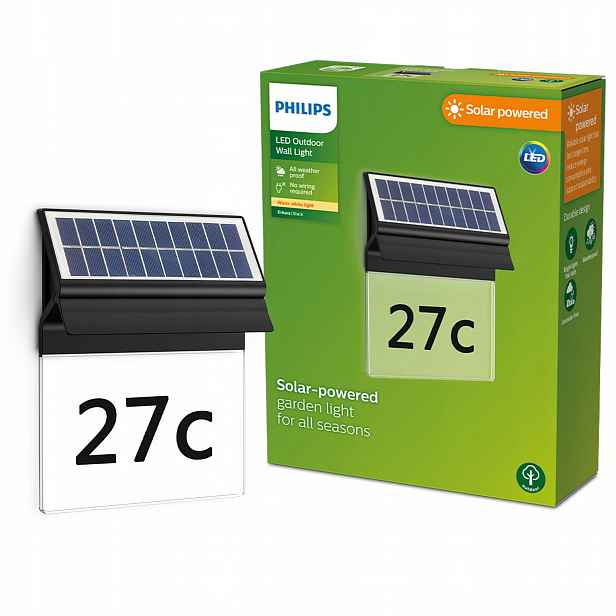 Zahradní nástěnné svítidlo Solární Lampa Fasádní venkovní Led 0.2W 17lm Philips