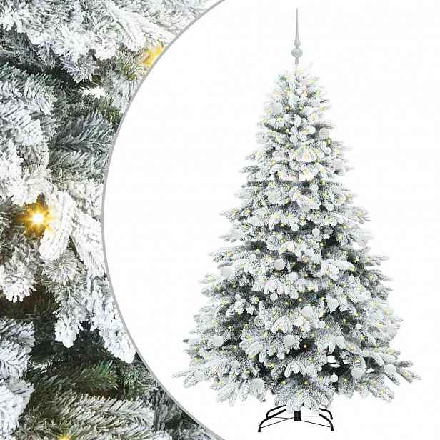vidaXL Umělý vánoční stromeček s 300 LED diodami Bílá 180 cm PE a PVC