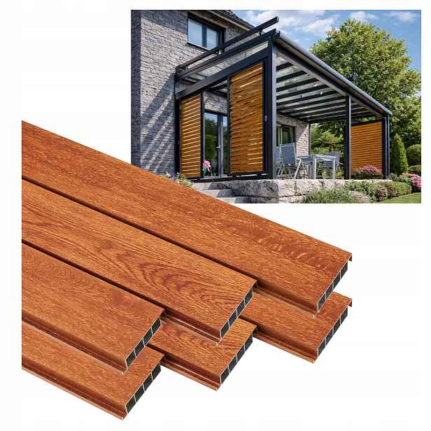 6 Pohyblivých Desek Pro Žaluzie Shutters Panel Altán Pergola Zlatý Dub 120 CM