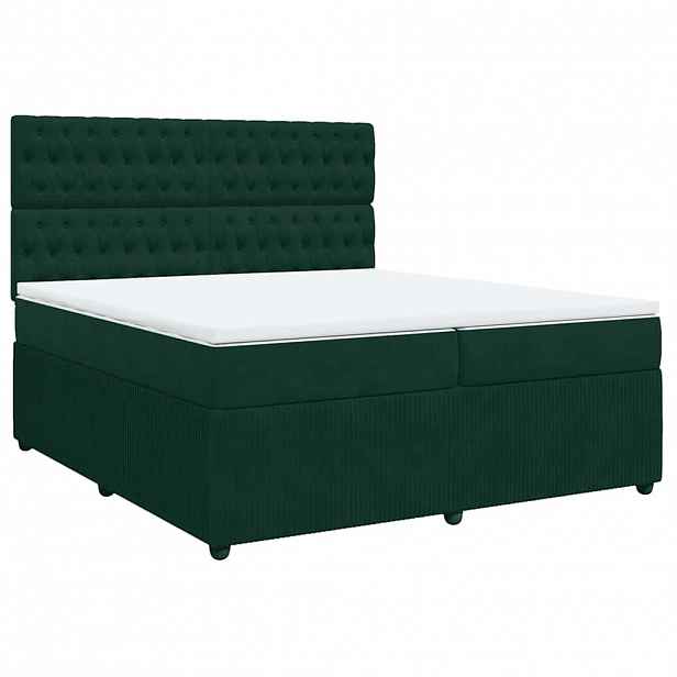 vidaXL Box spring postel s matrací tmavě zelená 200x200 cm samet