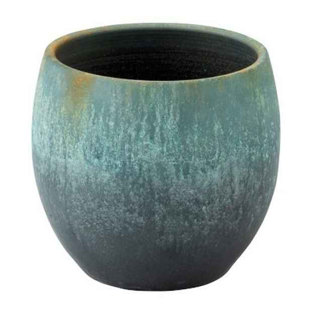 Azurovo-rezavý keramický květináč Vintage - Ø 34*30cm J-Line by Jolipa