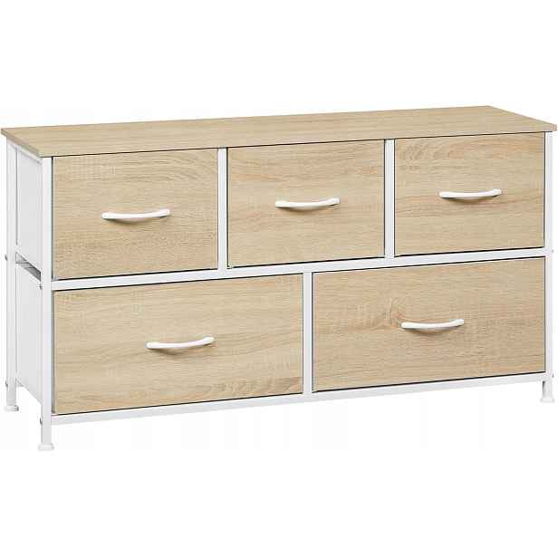 Komoda woltu světlý dub 100x30x54 cm 5 zásuvek loft