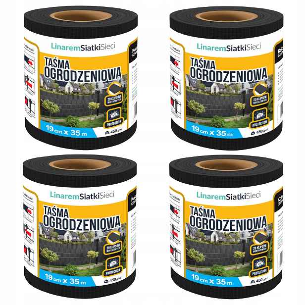 Stínící Panelové Pásy Černá 19 cm x 35 m Kryt Na Oplocení Uv Set 4 ks