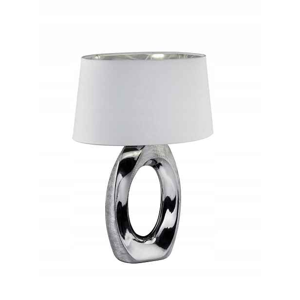 Stolní lampa noční keramická stříbrná bílá Rl