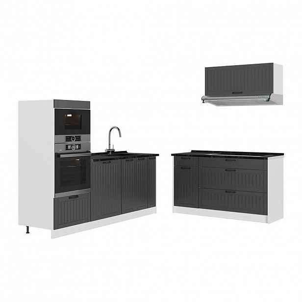 Vicco KUCHYNĚ Fame-Line, Tmavě šedá/Bílá, 340 cm, PD Antracit