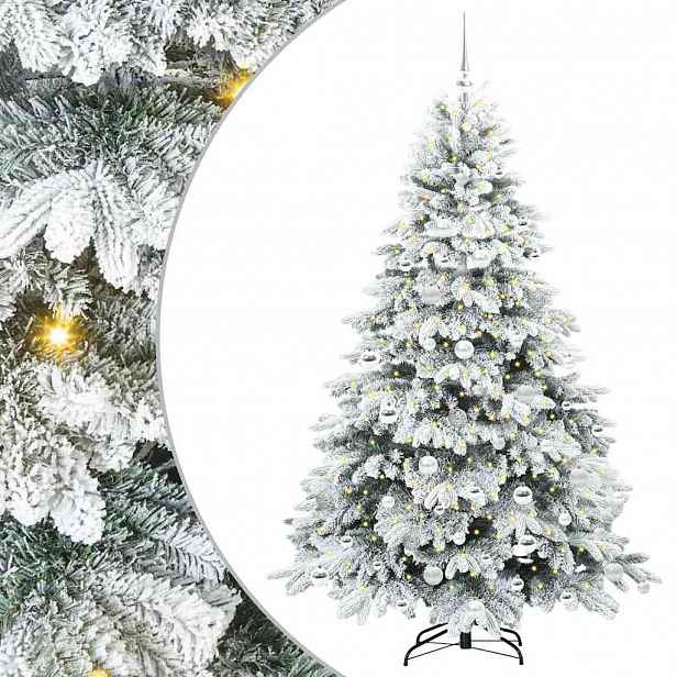 vidaXL Umělý vánoční stromeček s 300 LED diodami Bílá 180 cm PE a PVC