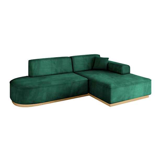 ALTDECOR ROHOVÁ SEDAČKA s otomanem, pravá IREA-L1-v2 232x165x80 Zelená Velur