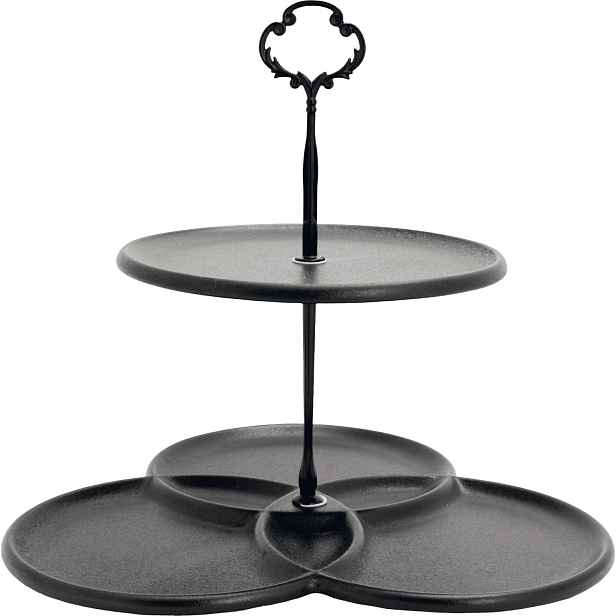 Dvoupatrový kovový etažér Ellips, výška: 260 mm, délka: 280 mm, šířka: 270