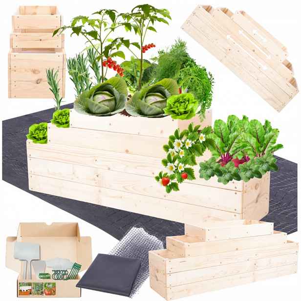 Pařeniště kaskádový nastavitelný box na zeleninu dřevěný 45x120x30