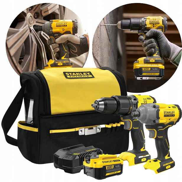 Sada Aku Vrtačka Aku Příklepový Klíč 4Ah Stanley Fatmax SFMCK217M1S