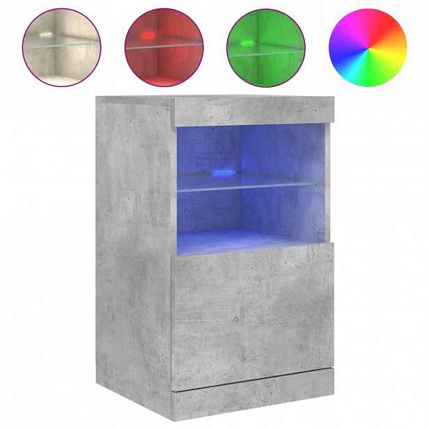 vidaXL Příborník s LED osvětlením betonově šedý 41 x 37 x 67 cm