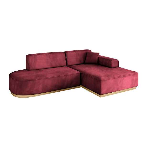 ALTDECOR ROHOVÁ SEDAČKA s otomanem, pravá IREA-L1-v2 232x165x80 Bordó Velur