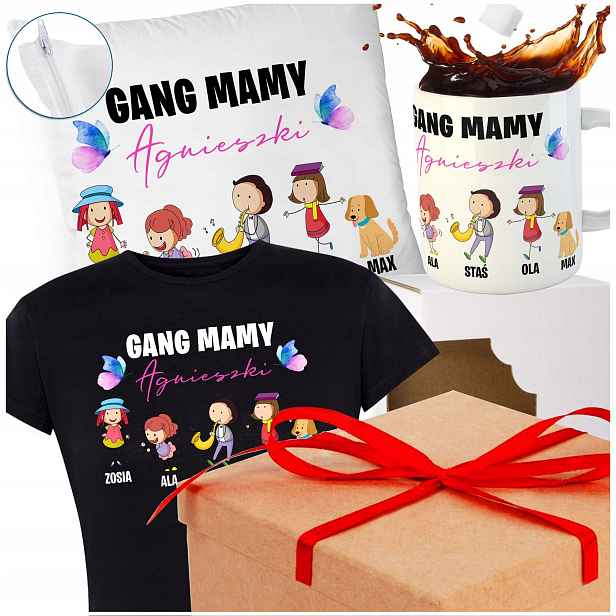Dárková Sada Polštář Hrnek Tričko Dárek Svátek Matek Gang Maminky