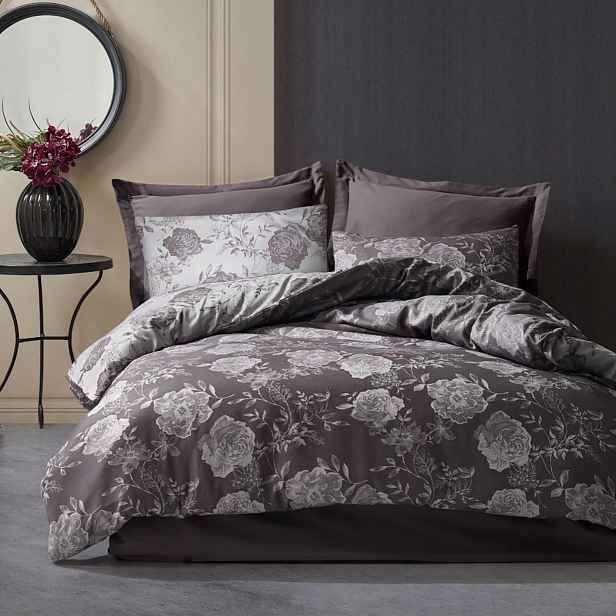 Povlečení bavlněné Flory ANTHRACITE/220x200 Cottonlove Jacquard