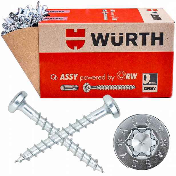 Univerzální šroub pro dřevo, hmoždinky, střešní desky 5X50/43 250 Ks Wurth