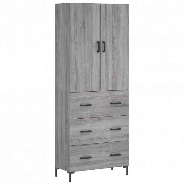 vidaXL Skříň highboard šedá sonoma 69,5 x 34 x 180 cm kompozitní dřevo