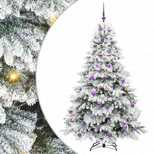 vidaXL Umělý vánoční stromeček s 300 LED diodami Bílá 180 cm PE a PVC