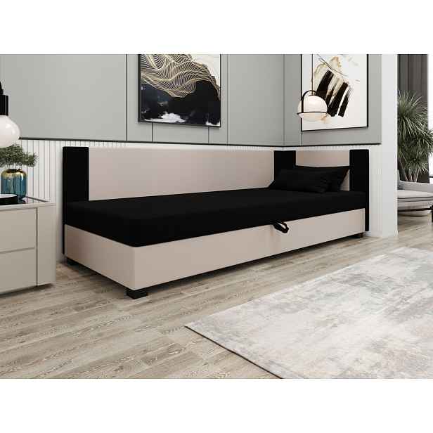 Čalouněná jednolůžková postel 100x195 ARIADNA PLUS 2 - černá / ecru