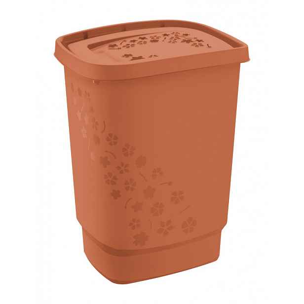 Koš na prádlo Flowers 55 l, terakota