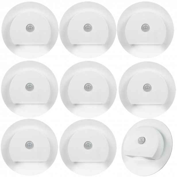 9X Led Schodišťová Lampa 230V Senzor Pohybu Soumraku Osvětlení Schodů