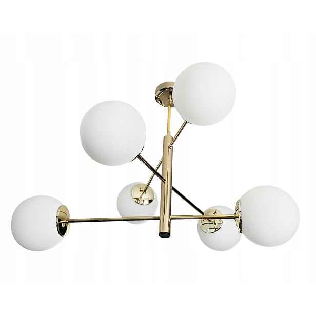 Velká Lampa Do Obývacího Pokoje Na Strop Zlatá Bílé Koule Závěsná Led E14