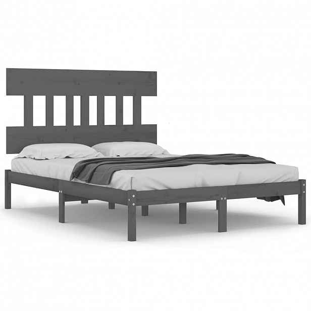 vidaXL Rám postele šedý masivní dřevo 200 x 200 cm