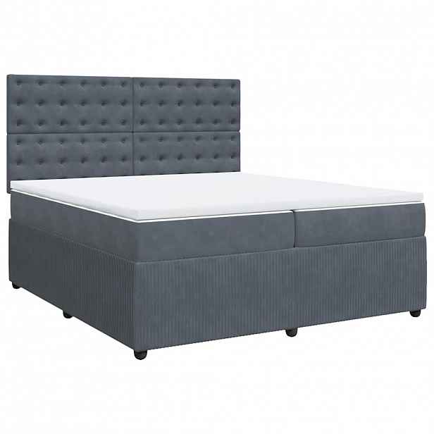 vidaXL Box spring postel s matrací tmavě šedá 200x200 cm samet