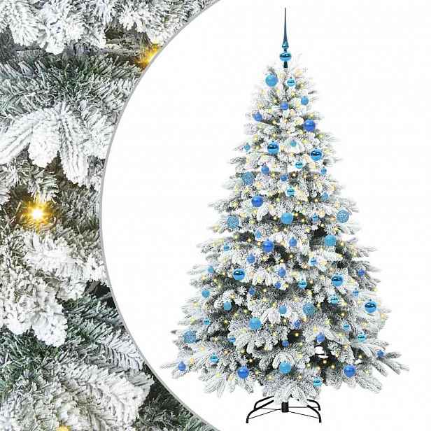 vidaXL Umělý vánoční stromeček s 300 LED diodami Bílá 180 cm PE a PVC