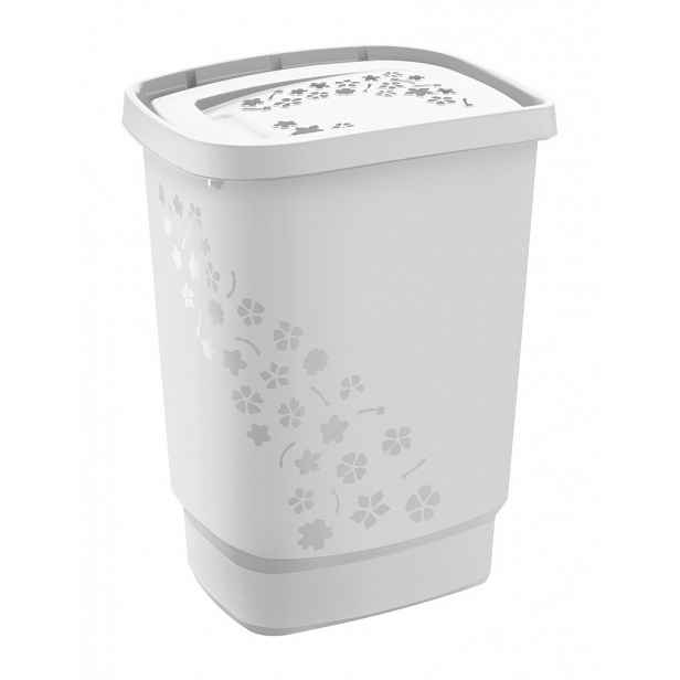 Koš na prádlo Flowers 55 l, bílý