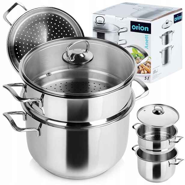 Hrnec pro vaření v páře, parní hrnec Premium 5 l, indukce a plyn