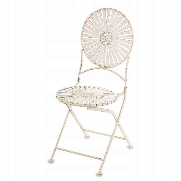 Krémové kovové zahradní křeslo v retro stylu – výška 91 cm