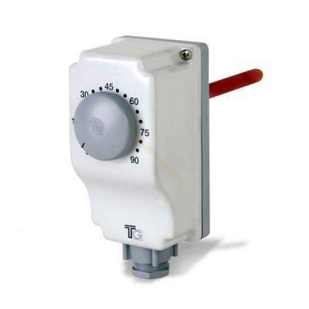 Termostat Tg v pouzdře s regulací 0-90 °C Snímač Ø8 x 90 mm 1/2"