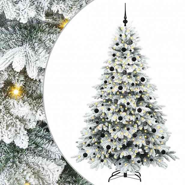 vidaXL Umělý vánoční stromeček s 300 LED diodami Bílá 210 cm PE a PVC