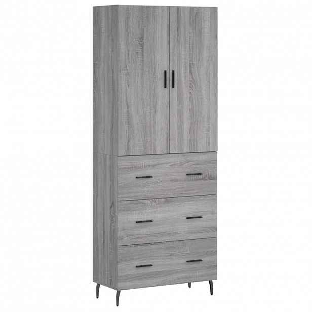 vidaXL Skříň highboard šedá sonoma 69,5 x 34 x 180 cm kompozitní dřevo