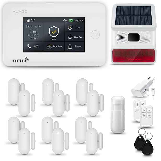 Bezdrátový alarm WiFi Gsm 4G aplikace Tuya sada Huxgo HXA006 D12BS